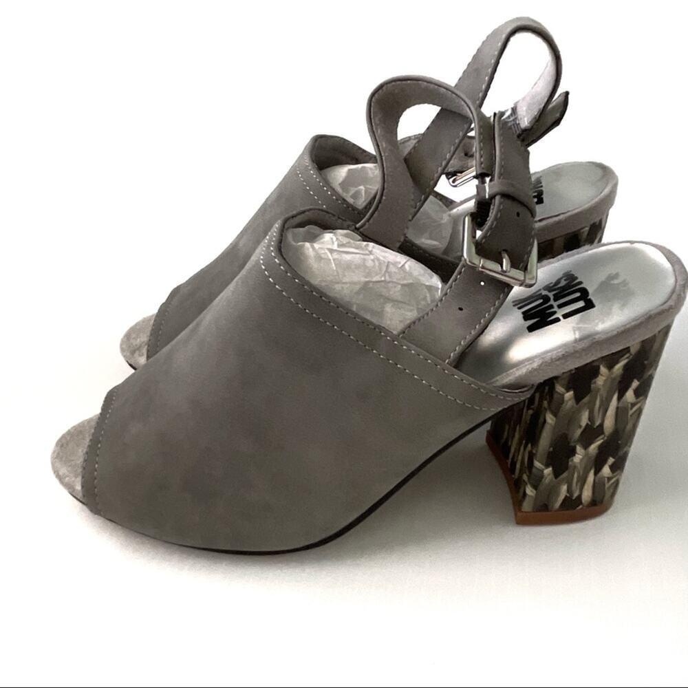 🆕 Muk Luks Marina grey block heeled peep toe sandals sz 7 NWT